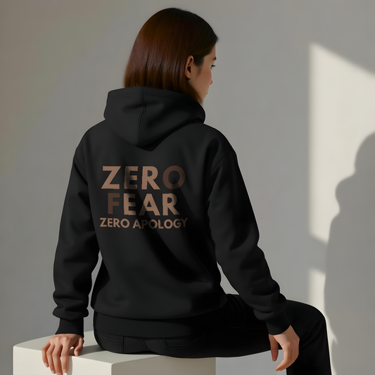 ZERO FEAR ZERO APOLOGY – Heavyweight Cotton Hoodie (Black)
