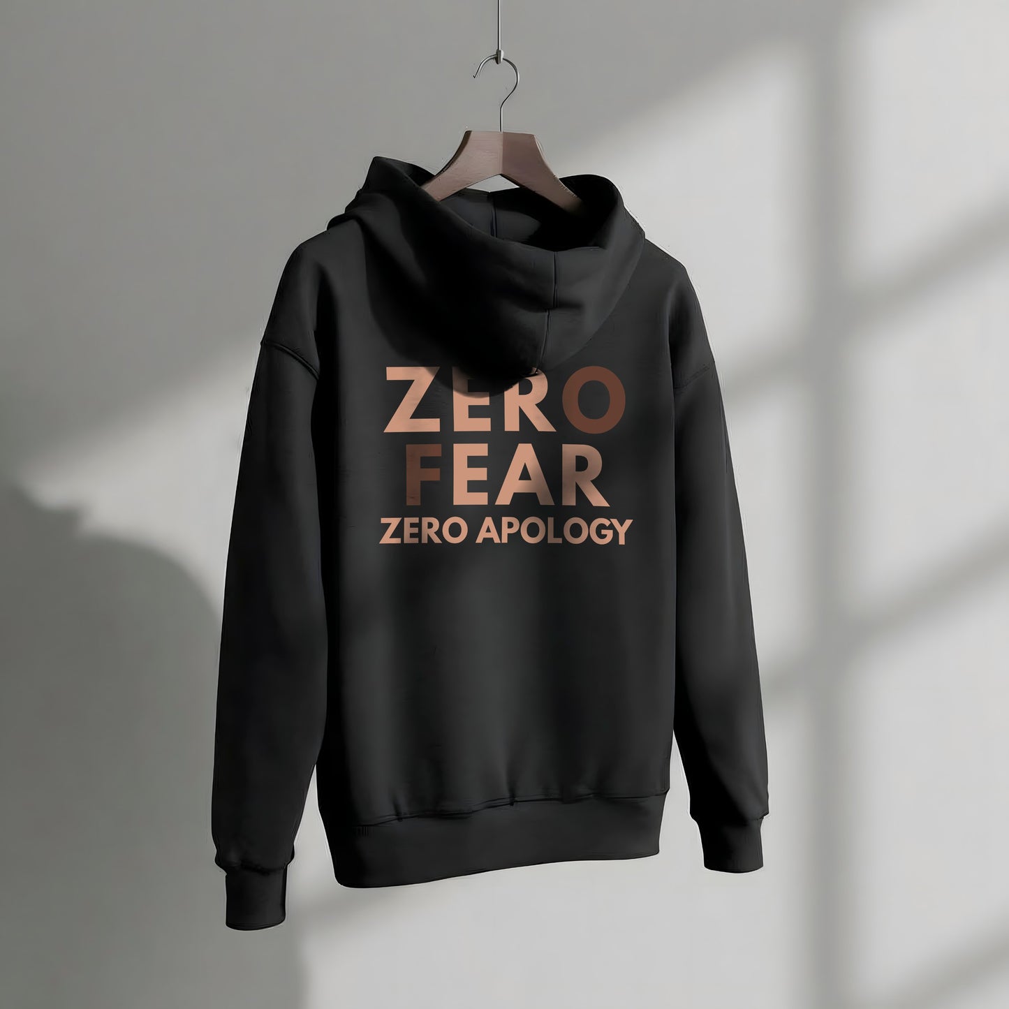 ZERO FEAR ZERO APOLOGY – Heavyweight Cotton Hoodie (Black)