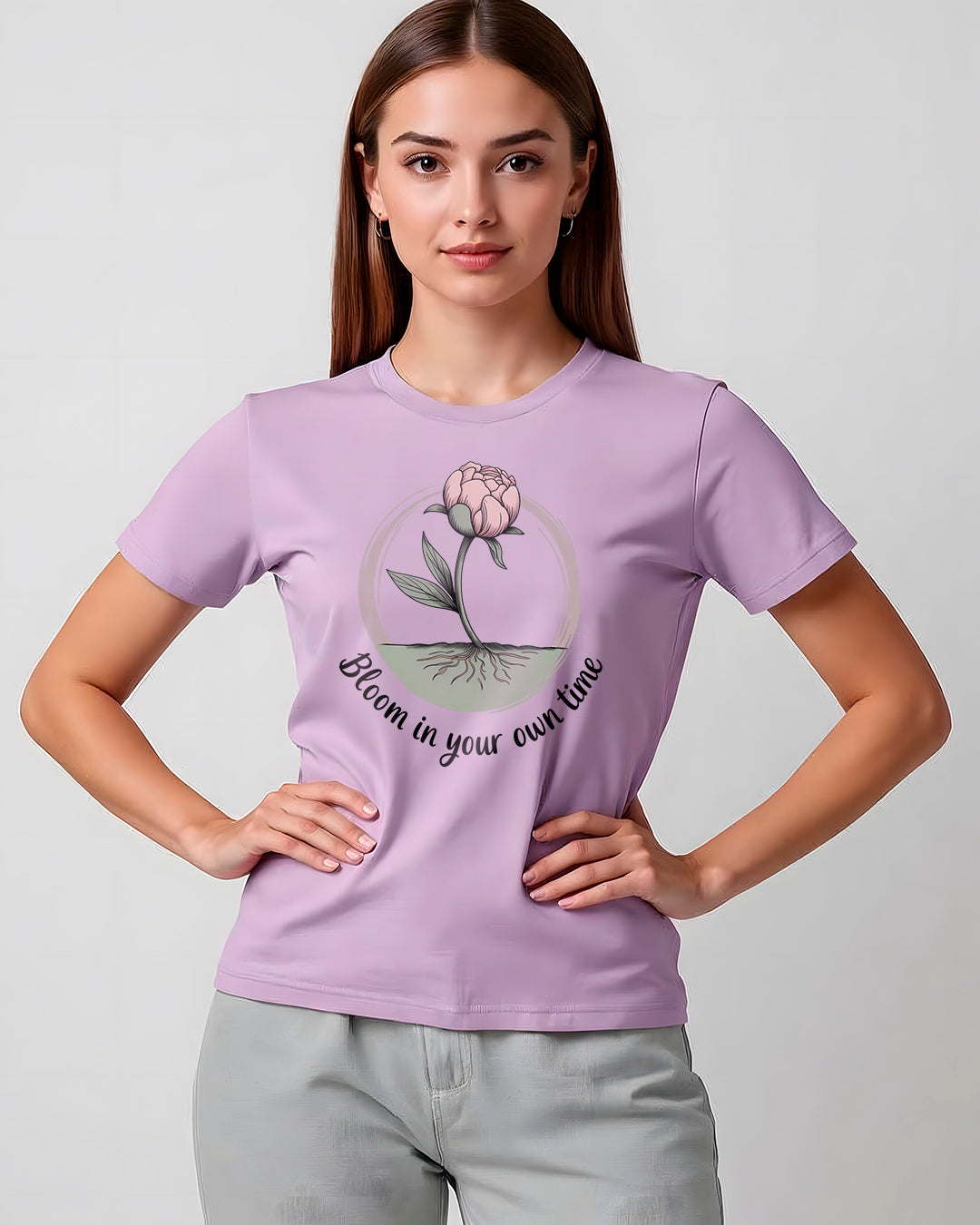 Lavender Women’s Classic Cotton T-Shirt - Bloom in Your Own Time