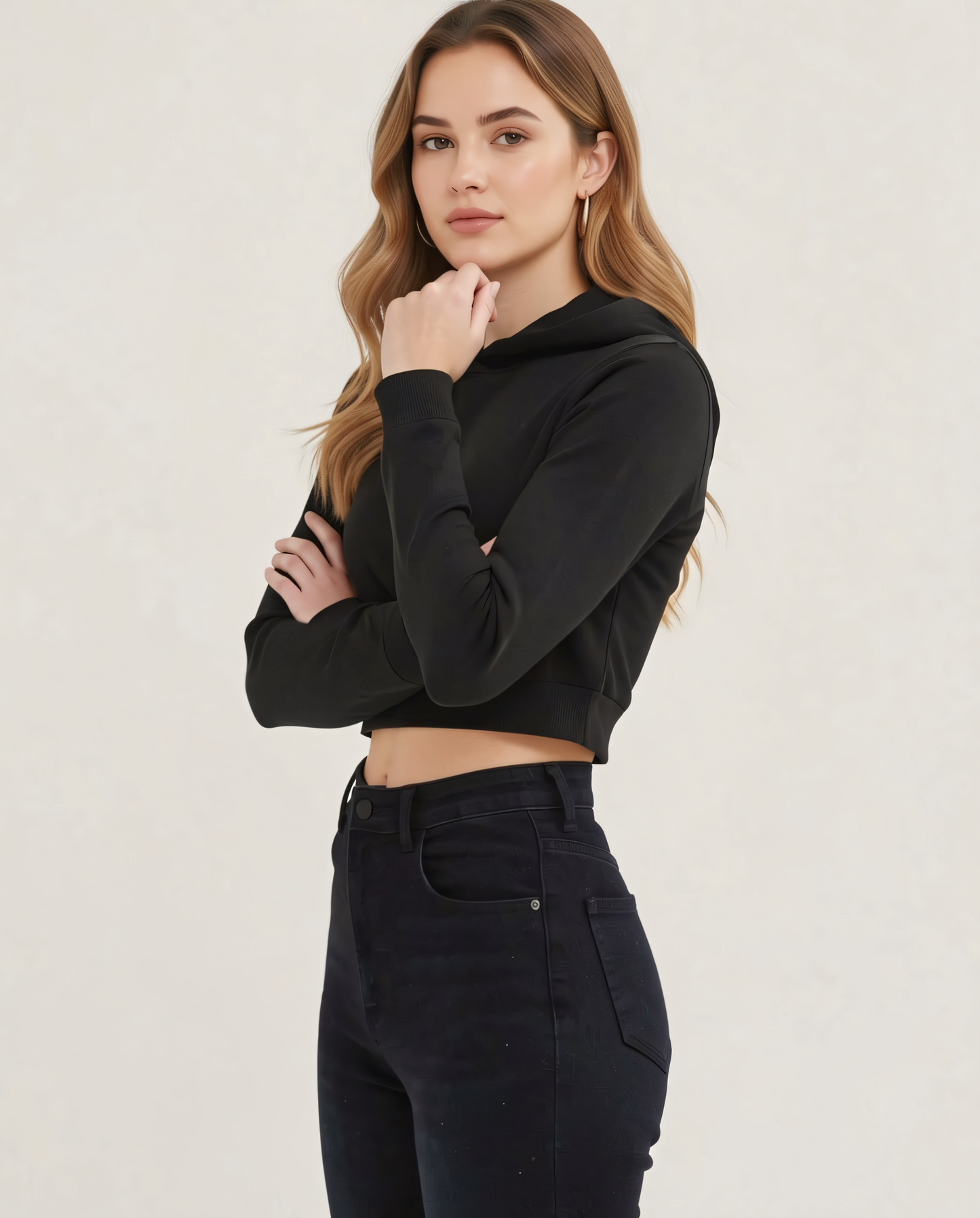 Cropped Cotton Hoodie -Zaira Street