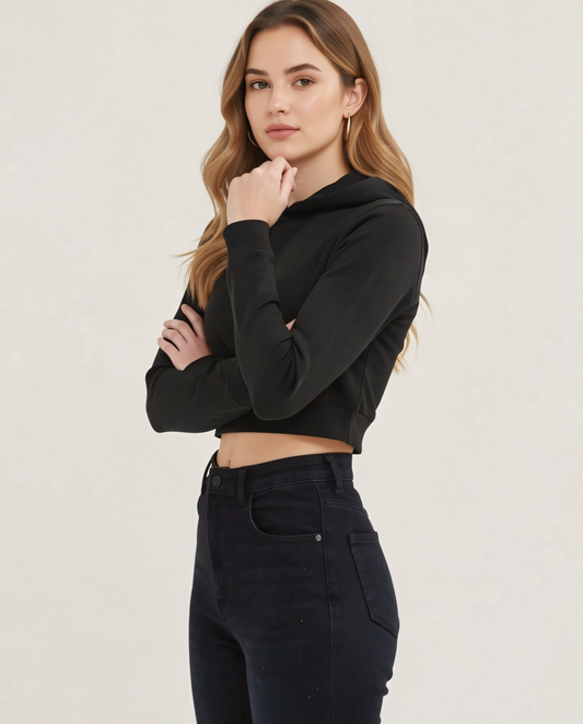 Cropped Cotton Hoodie -Zaira Street