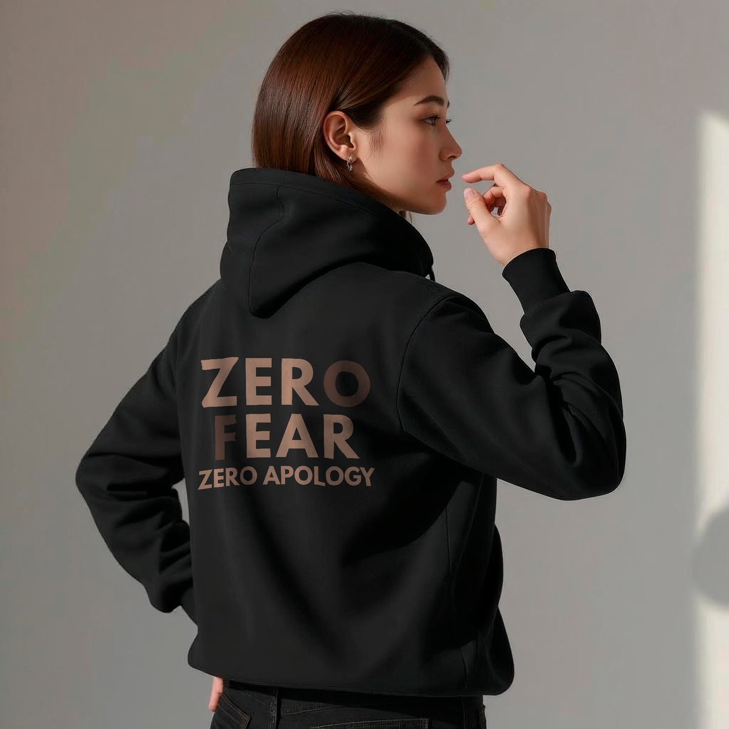 ZERO FEAR ZERO APOLOGY – Heavyweight Cotton Hoodie (Black)